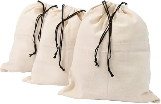 Organic Cotton Shoes Storage Bags - Convenient Shoe Bags for Travel & Storage - Dust Proof Sneaker Bags - Easy to Pack, Convenient to Carry & Foldable Shoes Drawstring Bags (3 Large: 23"x19")