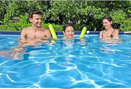 Bestway Steel Pro 9' 10" x 6' 7" x 26" Rectangular Above Ground Pool Set with 827 Gallon Capacity, DuraPlus Liner, and Flowclear 330 GPH Filter Pump