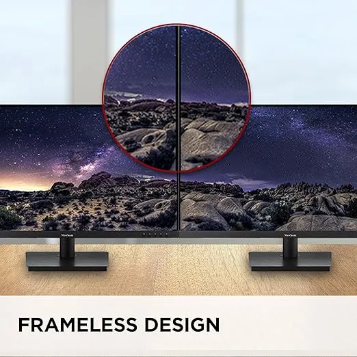 ViewSonic VA3209M 32 Inch IPS Full HD 1080p Monitor with Frameless Design, 75 Hz, Dual Speakers, HDMI, and VGA Inputs for Home and Office,Black