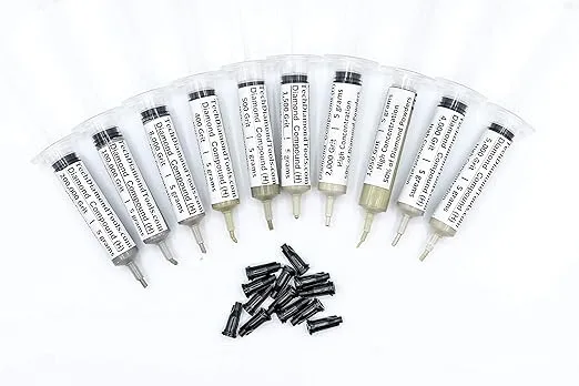 TechDiamondTools Kit of 10 Diamond Polishing Compound Polishing Paste USA Made from 200,000 to 400 Grit for Marble Glass Metal Rock Jewelry Resin Silver Gemstone with High Concentration Diamond Powder