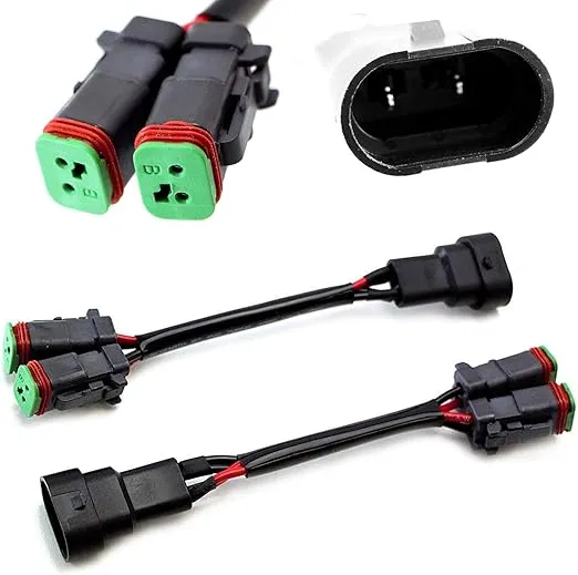iJDMTOY Y-Shape Dual Outputs 9145 H10 9006 to Deutsch DT DTP Adapters Connectors Splitters, Compatible With Dual LED Pod Lights, LED Light Bar, LED Work Lamps, Fog Lights, etc