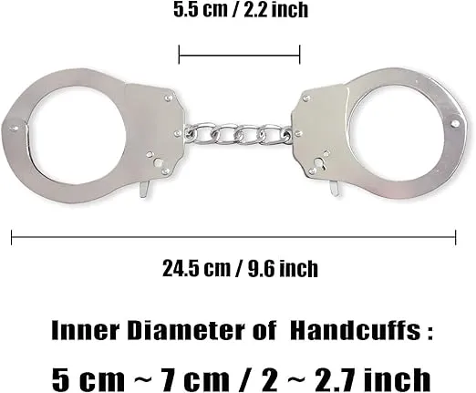 Toy Handcuffs with Keys Metal Toy Handcuffs for Kids (Silver)