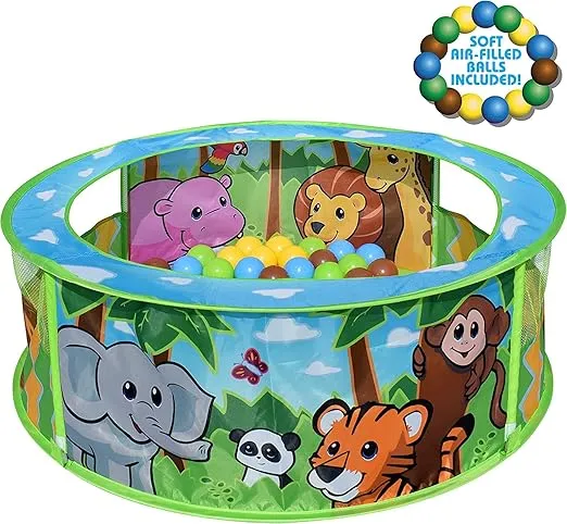 Sunny Days Entertainment Zoo Adventure Ball Pit with Play Balls – Indoor Pop Up Play Tent for Toddlers and Kids | Colorful Balls Included | Amazon Exclusive