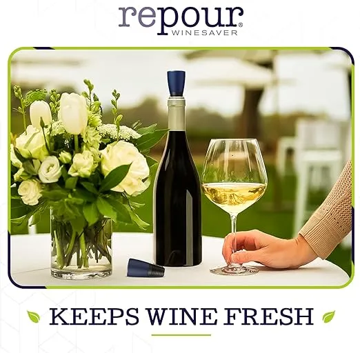 Wine Saver and Stopper - Removes Oxygen, Preserving and Keeping Wine As Fresh As The Day The Bottle Was Opened - 4-Pack - Black