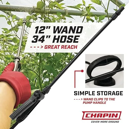 Chapin 20000 Made in USA 1 -Gallon Lawn and Garden Pump Pressured Sprayer, for Spraying Plants, Garden Watering, Weeds and Pests, Polypropylene, Translucent White