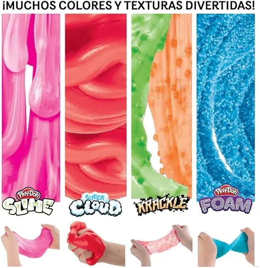Play-Doh Slime Compound Variety 6-Pack with Play-Doh: Foam, Super Cloud, Krackle, Super Stretch, Preschool Toys for 3 Year Old Boys & Girls & Up
