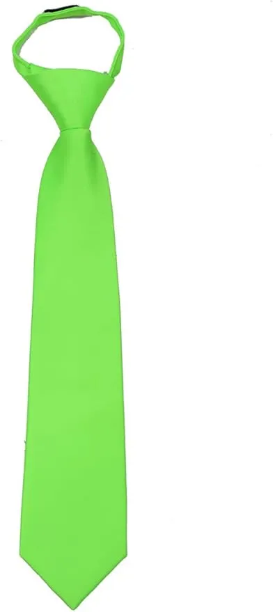 Boys Solid Formal Tuxedo 14 inch Zipper Necktie