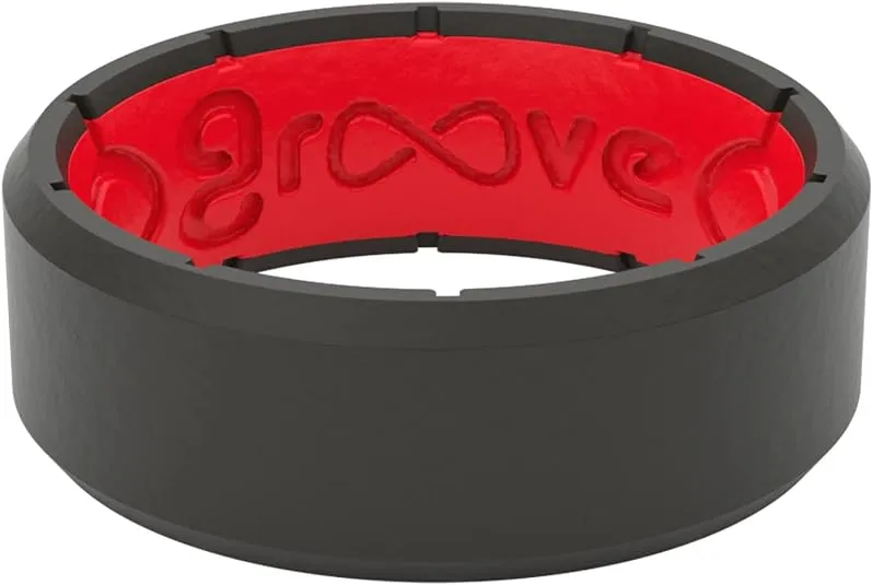 Groove Life Edge Silicone Ring - Breathable Rubber Wedding Rings for Men, Lifetime Coverage, Unique Design, Comfort Fit Ring