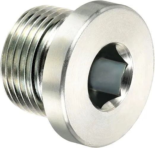 PATIKIL M20*1.5 Internal Hex Head Pipe Fitting Plug, Male Thread 45# Steel Socket Plug with Sealing Ring for Terminate Pipe Ends
