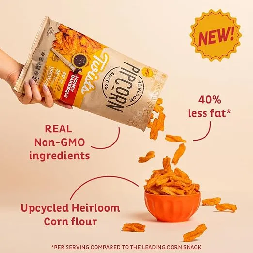 Heirloom Honey BBQ Twists by Pipcorn - 4.5oz 6 Pack - Gluten Free, Non-GMO Heirloom Corn, Non-Artifical, Preservative Free Snacks…