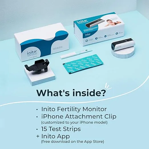 Inito Fertility Monitor & Hormone Tracker for Women | Estrogen, LH, PdG (Urine Metabolite of progesterone), FSH | Predict & Confirm Ovulation | Includes 15 Test Strips (iPhone 15 Pro Max)