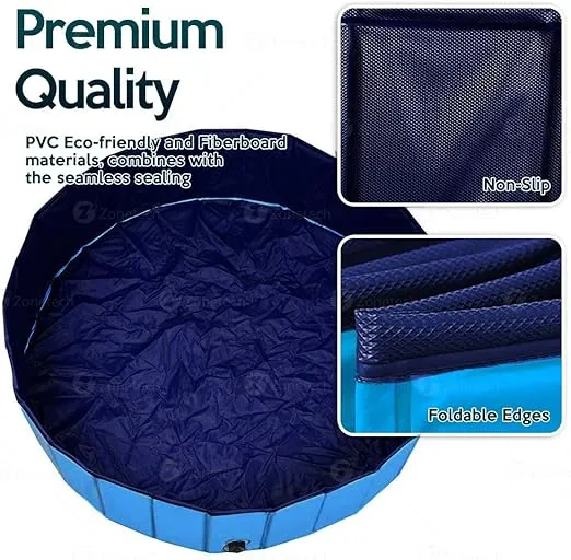Zone Tech Foldable Pet Dog Swimming Pool - Premium Quality Easy to Store Collapsible Foldable Playing Bath Pool for Kids and Pets, Leakproof Bathing Tub for Indoor & Outdoor Backyard