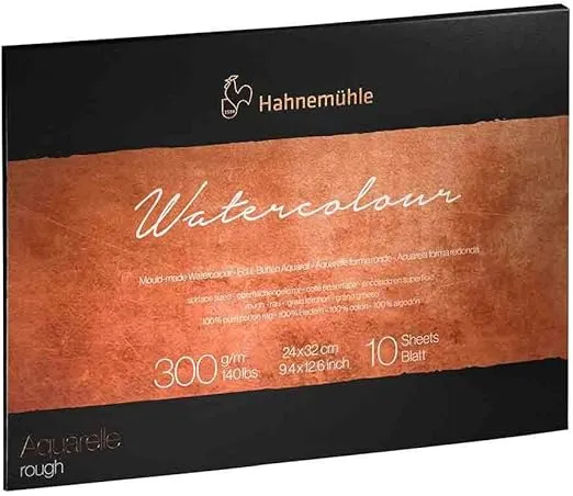 Hahnemuhle Collection Watercolor 300 Block Rough 9.5x12.6 Inches 300gsm, White (10 625 140)