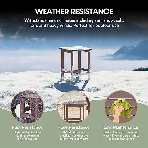 WestinTrends Outdoor Side Table, All Weather Poly Lumber Adirondack Small Patio Table Square End Table for Pool Balcony Deck Porch Lawn Backyard, Dark Brown