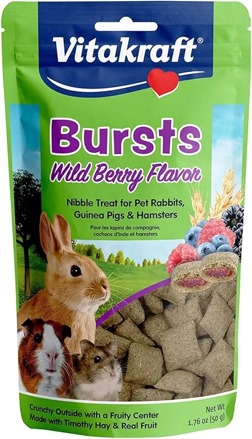 Vitakraft Bursts Small Animal Treats - Wild Berry Snacks - for Rabbits, Guinea Pigs, and Hamsters 1.76 Ounce (Pack of 1)