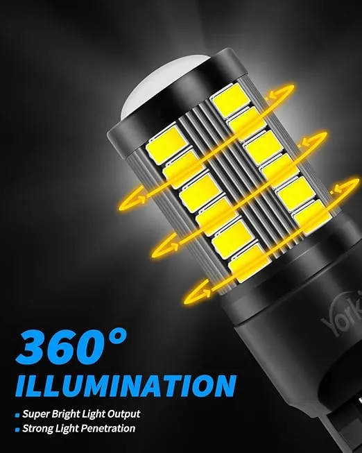 Yorkim 7440 Led Bulb Bright White Lights, T20 Led Bulbs, 7443 Led Bulbs, 7441 Led Bulbs, W21W Led Lights, 7444 Bulbs, for reverse/backup/brake light - 5730 33 SMD pack of 2