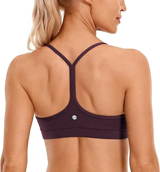 CRZ YOGA Butterluxe Womens Y Back Sports Bra - Padded Racerback Low Impact Spaghetti Thin Strap Workout Yoga Bra
