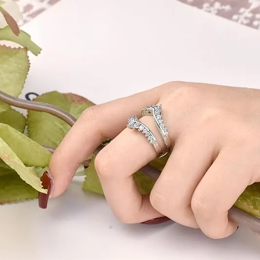 Wuziwen Wedding Guard Ring Enhancers for Engagement Rings Womens CZ 925 Sterling Silver Size 5-12