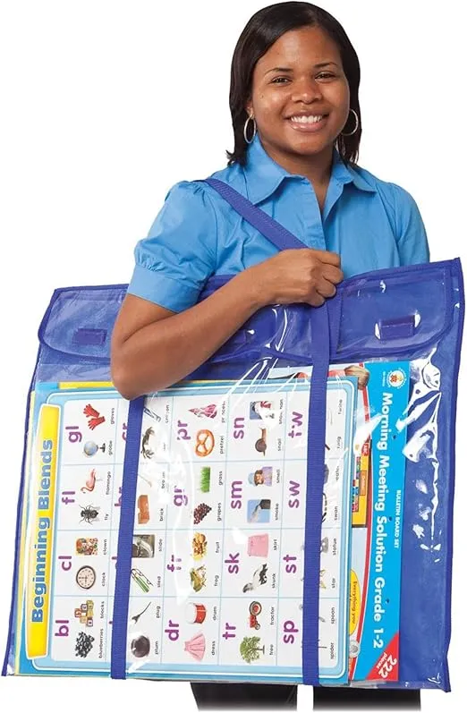 Carson Dellosa Deluxe Bulletin Board Storage Bag Pocket Chart, (24" x 30") Bulletin Board Holder, Large Organizer for Bulletin Boards, Charts, Calendars, Posters, Wall Art, and More