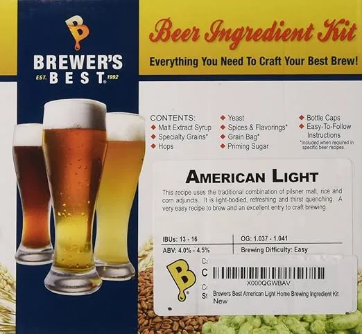 Brewer's Best - 1018 - Home Brew Beer Ingredient Kit (5 Gallon), (American Light) Yellow