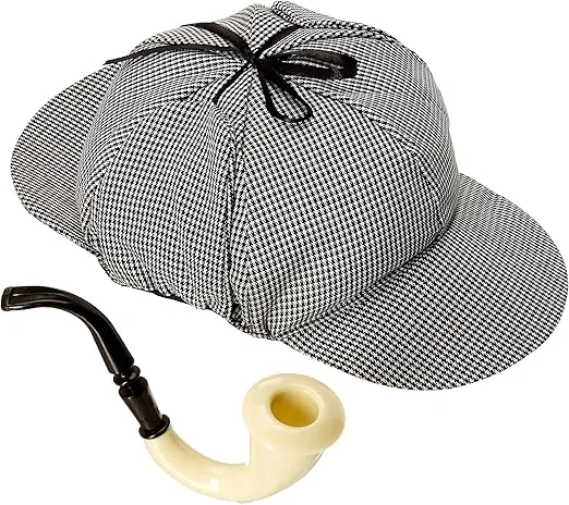 Loftus International Detective Sherlock Hat & Pipe 2pc Accessory Kit Grey One Size Novelty Item