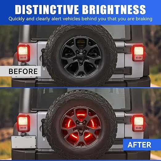 SUPAREE Spare Tire Brake Light Fit for Jeep Wrangler 2007-2017 JK JKU YJ TJ, Plug and Play 4th Third Brake Light Rear LED Ring Wheel Light, Red