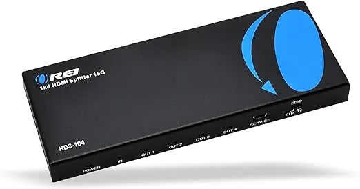 OREI HDMI Splitter 1 in 4 Out – 4K@60Hz HDMI 2.0 Splitter with HDCP 2.2, EDID Management, and LPCM/Dolby/DTS Audio Support – Compact Plug & Play Design