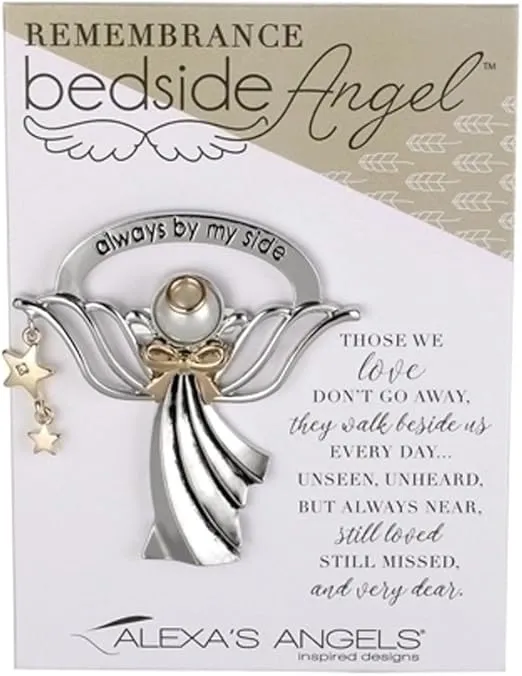 Always By My Side Angel Silver Tone 2 x 2.5 Metal Bedside Tabletop Figurine