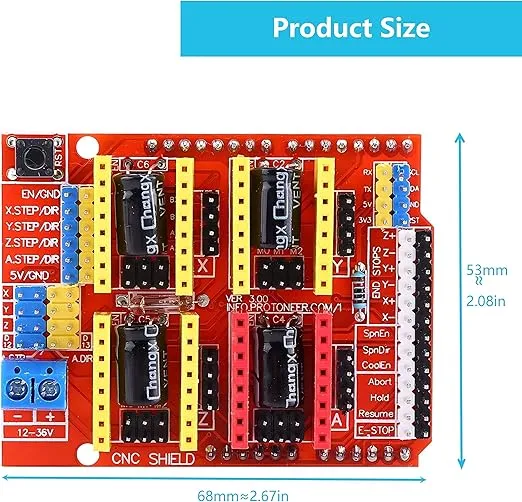 WWZMDiB CNC Shield V3 Engraving Machine Expansion Board A4988 Driver Expansion Board for Arduino 3D Printer CNC A4988