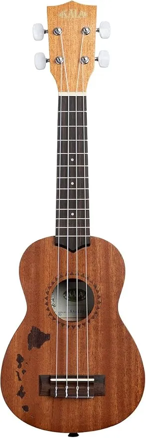 Kala 15S Satin Mahogany Ukulele with Hawaiian Island Laser Etching (KA-15S-H1)