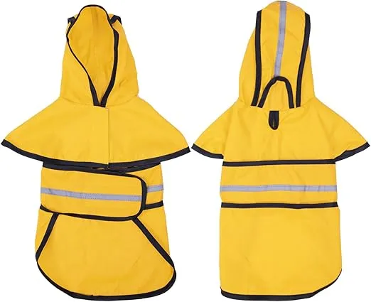 HDE Dog Raincoat Hooded Slicker Poncho for Small to X-Large Dogs and Puppies Yellow - L