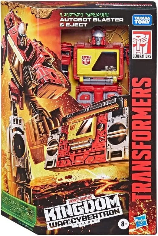 Transformers Toys Generations War for Cybertron: Kingdom Voyager WFC-K44 Autobot Blaster & Eject Action Figure - Kids Ages 8 and Up, 7-inch