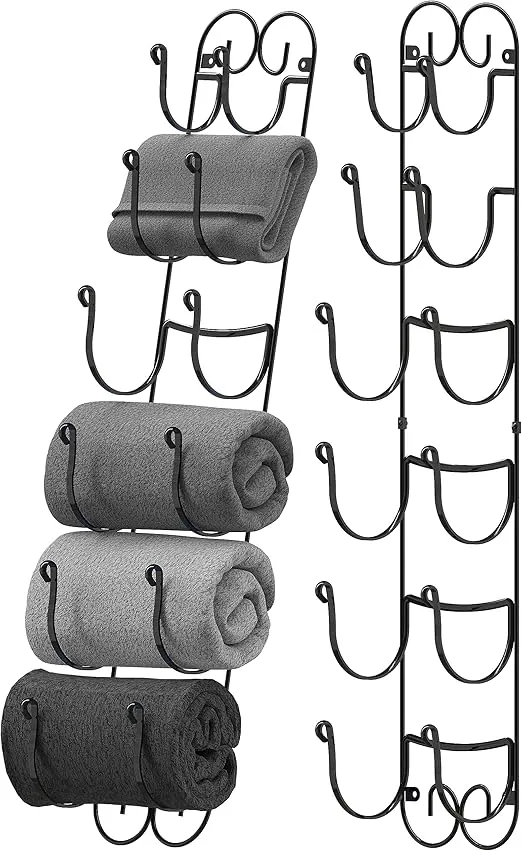 Deco Brothers 6-Tier Towel Rack, Wall Mounted Towel Holder, 2 Pack, Bronze