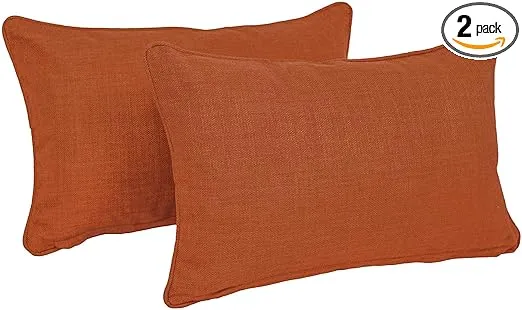 Blazing Needles Indoor/Outdoor Corded Throw Pillow, 20" x 12", Cinnamon 2 Count