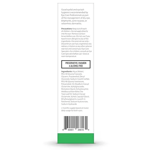 Optase TTO Eye Lid Cleansing Gel - Tea Tree Oil Eyelid Cleanser for Dry Eye Relief - Preservative Free, Natural Ingredients - Soothes Dry Eye and Eyelid Irritation - Made With Pro-Vitamin B5-1.7 oz