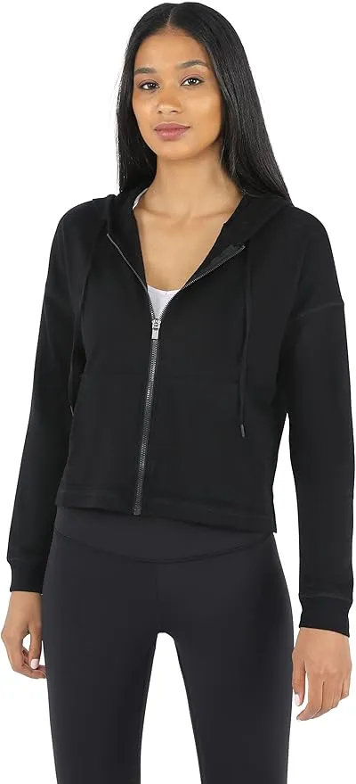 90 Degree By Reflex Womens Full-Zip Fleece Lined Hoodie Sweatshirt Jacket