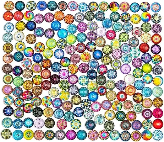 Bright Creations Glass Dome Cabochon Mosaic Tiles, Jewelry Making Kit (0.47 in, 200 Pieces)