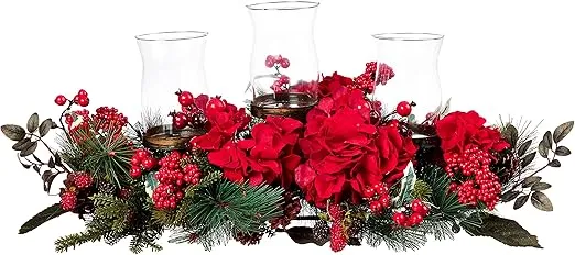 Nearly Natural Artificial Hydrangea Holiday Candelabrum