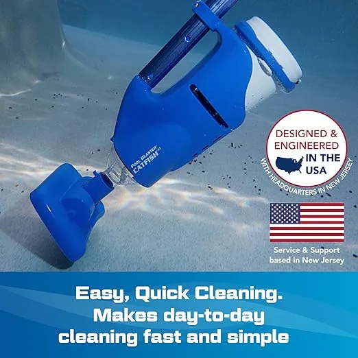 POOL BLASTER Catfish Cordless Pool Vacuum for Spot-Cleaning, Hot Tubs & Spas, Handheld Rechargeable, up to 45 Min Runtime, Quick, Efficient Swimming Pool Cleaner, Above Ground & Inground Pool Steps