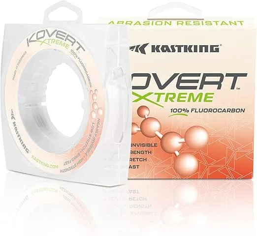 KastKing Kovert Xtreme 100% Fluorocarbon Fishing line, Fishing Leader, Extreme Clarity, Fast Sinking, Shock Resistant, Ultra-Low Visibility, High Abrasion Resistance, Available in 25, 50, and 200 YD Spools