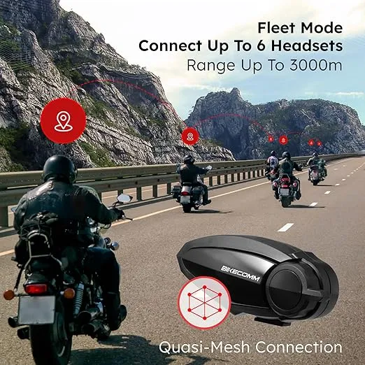 BK-S2 Motorcycle Bluetooth Intercom Headset - Helmet Communication System, Waterproof Speaker, Voice Comm Earbuds, Helmet Headphone, Noise Cancellation (Single Carbon)