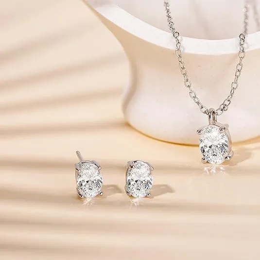 EAMTI 1 Carat 925 Sterling Silver Cubic Zirconia Stud Earrings for Women CZ Stud Small Cute Earrings Hypoallergenic