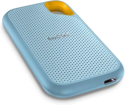 SanDisk 4TB Extreme Portable SSD - Up to 1050MB/s, USB-C, USB 3.2 Gen 2, IP65 Water and dust Resistance, Updated Firmware, Sky Blue - External Solid State Drive - SDSSDE61-4T00-G25B