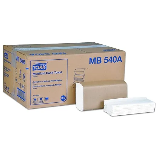 Tork MB540A Universal Multifold Hand Towel, 1-Ply, 9 1/8W x 9 1/2L, White, 250 per Pack (Case of 16 Packs)