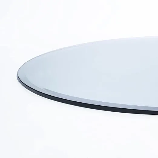 16" Inch Round 1/2" Thick Clear Glass Table Top with beveled Edge and Tempered Glass, Replacement Glass Table Top, Great for dining tables, end tables, and outdoor patio table tops or table protector.