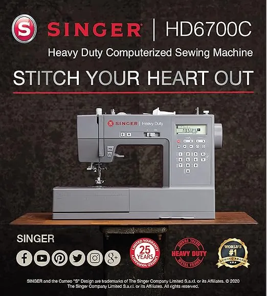 SINGER Heavy Duty 6700C Computerized Sewing Machine with Accessory Kit | Strong Motor with Enhanced Piercing Power, 411 Stitch Applications, LCD Screen, Full Metal frame & 1-step Buttonhole