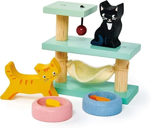 Tender Leaf Toys - Pets Sets for Doll House Accessories - Great Add-on Pet Play Set to Any Dollhouse - Encourage Creative and Imaginative Fun Play for Children - Age 3+ (Pet Cats Set)