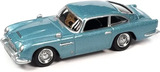 Johnny Lightning 1966 Aston Martin DB5 RHD (Right Hand Drive) Caribbean Pearl Blue Metallic Classic Gold Collection 2023 Release 1 Limited Edition to 4428 Pieces Worldwide 1/64 Diecast Model Car