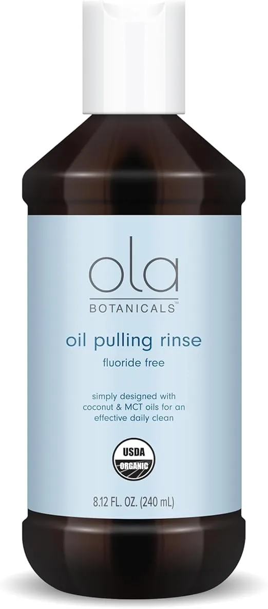 Ola Botanicals Oil Pulling Rinse (8.12 Fl. Oz.), USDA Certified Organic, Coconut Oil, MCT Oil, Cruelty Free, Fluoride Free, Soy Free, Gluten Free, Non GMO, Dr. Mercola
