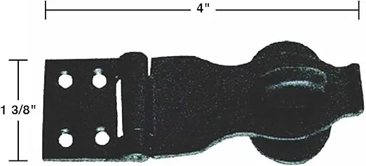 Renovators Supply Black Wrought Iron Hasp Door Latch - Heavy Duty Security Padlock Hasp - Ideal for Doors and Gates - Door Lock for Safety - 4 Inches